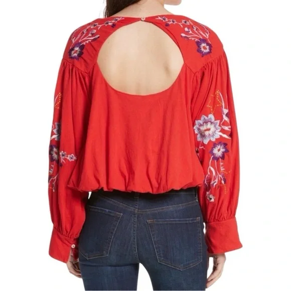 Free People Lita Oversized Floral Embroidered Top - Picture 2 of 7